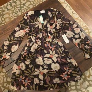 Sheer long sleeve floral dress